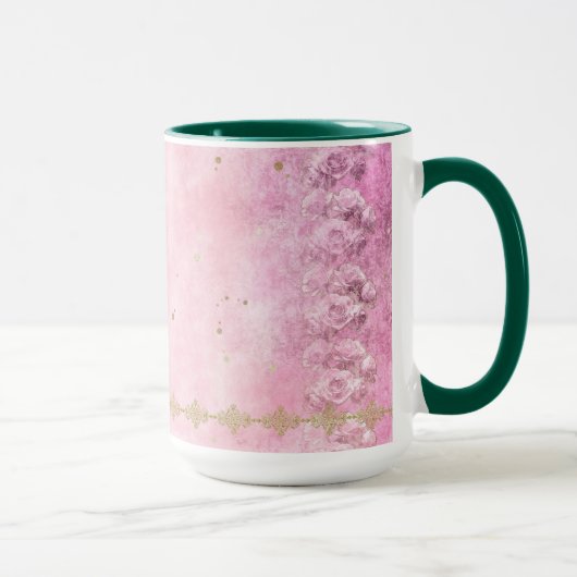 Rosa Damask Grunge - Tasse, Cup Tasse (Rechts)