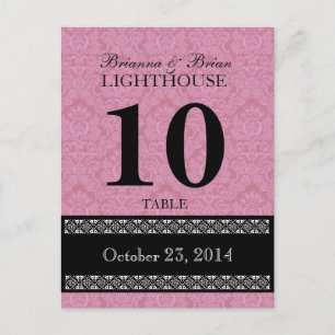 Rosa Damask Hochzeitskarte Tischnummer Card Empfan
