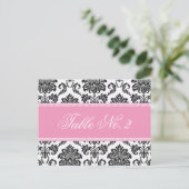 Rosa Damask Hochzeitsstimmung Tischnummer (Stehend Vorderseite)