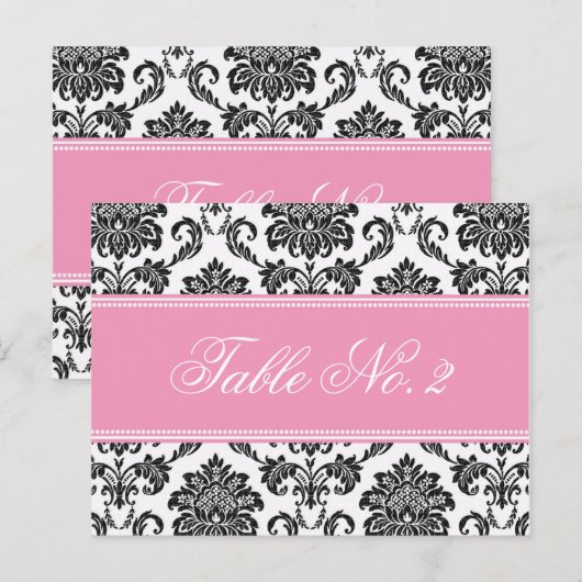 Rosa Damask Hochzeitsstimmung Tischnummer (Vorne/Hinten)