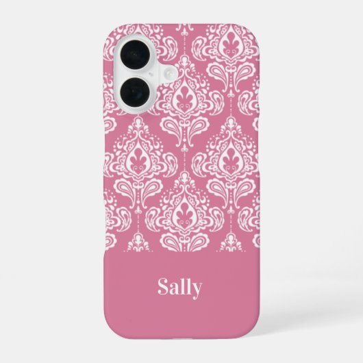 Rosa Damask iPhone 16 Hülle (Rückseite)