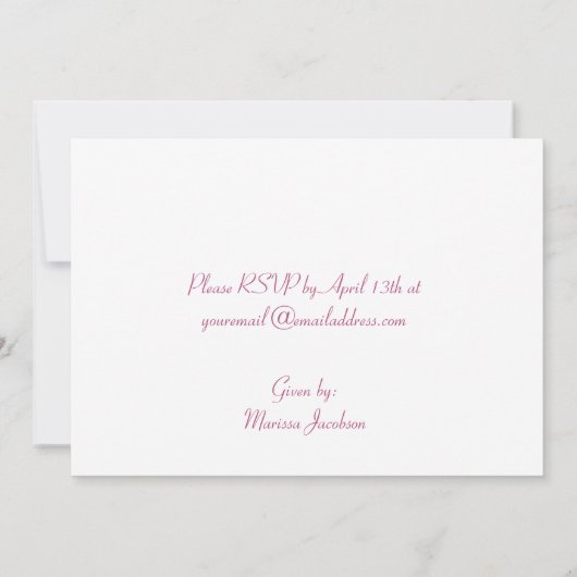 Rosa Damask Kinderdusche Einladung (Rückseite)