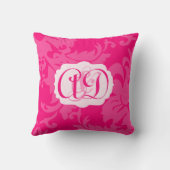 Rosa Damask Monogram Brie oder Jubiläumskissen Kissen (Rückseite)