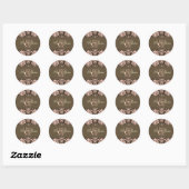 Rosa Damask Monogramm Hochzeitsticker Runder Aufkleber (Blatt)