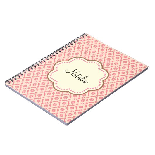 Rosa Damask Notizblock (Linke Seite)