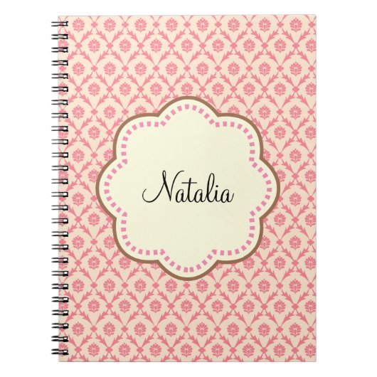 Rosa Damask Notizblock (Vorderseite)