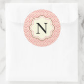 Rosa Damask Runder Aufkleber (Tasche)