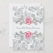 Rosa Damask Silver 25. Hochzeitstag Einladung (Vorderseite)