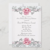 Rosa Damask Silver 25. Hochzeitstag Einladung (Rückseite)