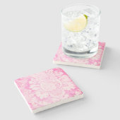 Rosa Damask Stone Untersetzer (Seitenansicht)