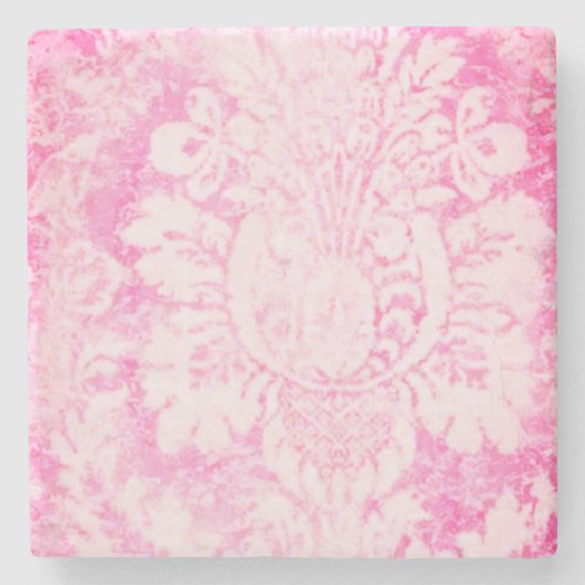 Rosa Damask Stone Untersetzer (Vorderseite)
