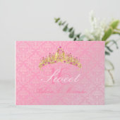 Rosa Damask Sweet 16/ tiara/ Einladungen (Stehend Vorderseite)