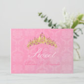 Rosa Damask Sweet 16/ tiara/ Einladungen (Stehend Vorderseite)