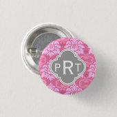 Rosa Damask Trio Monogram Button (Vorne & Hinten)