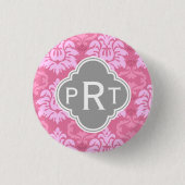 Rosa Damask Trio Monogram Button (Vorderseite)