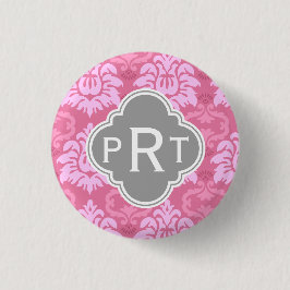 Rosa Damask Trio Monogram Button