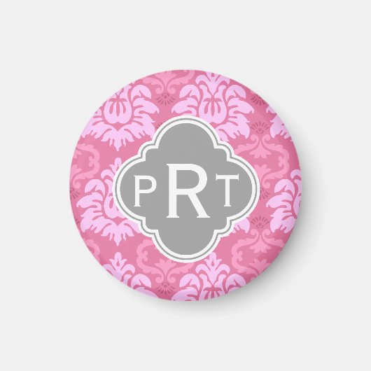 Rosa Damask Trio Monogram Magnet (Vorne)