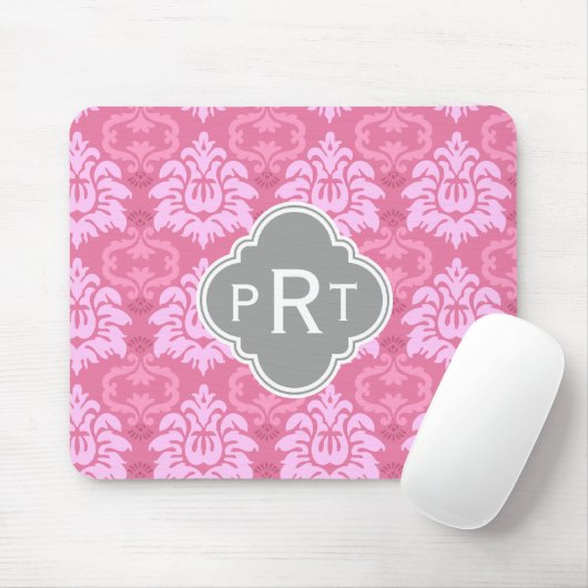 Rosa Damask Trio Monogram Mousepad (Mit Mouse)