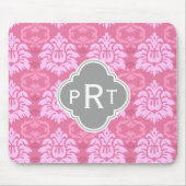 Rosa Damask Trio Monogram Mousepad (Vorne)