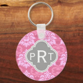 Rosa Damask Trio Monogram Schlüsselanhänger (Vorderseite)