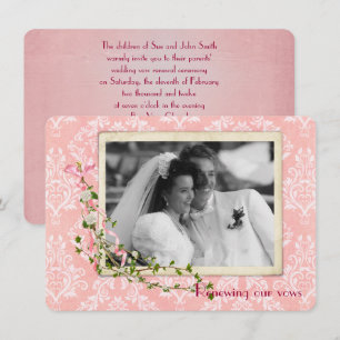Rosa Damask Wedding Vow Erneuerung Einladung