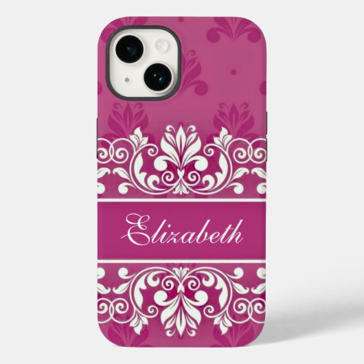 Rosa Damask wirbelname Case-Mate iPhone Hülle (Rückseite)