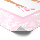 Rosa Damaske Afrikanische Amerikanerin Babydusche Poster (Ecke)