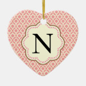 Rosa Damaske Herz Keramikornament (Vorne)