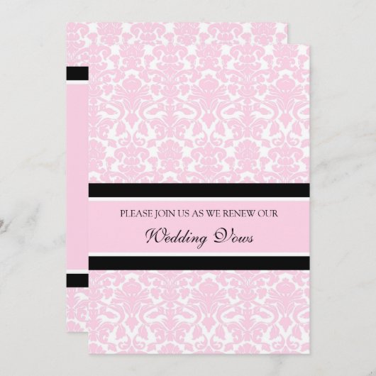 Rosa Damaske Hochzeitstag - Erneuerbare Einladunge Einladung (Vorne/Hinten)