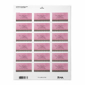 Rosa Damaske mit schwarzen und weißen Polka-Punkte Adressaufkleber (Vorne)