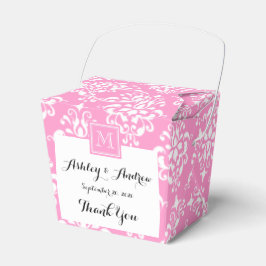 rosa Damaske Muster 1 mit Monogramm Geschenkschachtel