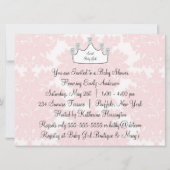 Rosa Damaske Princess Baby Girl Dusche Einladung (Rückseite)