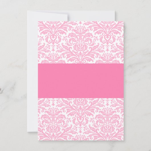 Rosa Damaske Princess Crown Girl Babydusche Einladung (Rückseite)