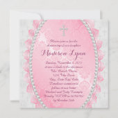 Rosa Damaske Rosa und Weiße Weihnachtszeit Einladung (Vorderseite)