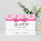 Rosa Damaske-UAWG RSVP Karte (Stehend Vorderseite)