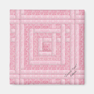 Rosa Damaskus-Blockhütte Quilt Magnet