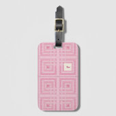 Rosa Damaskus Log Kabine Quilt Muster Gepäckanhänger (Vorderseite Vertikal)