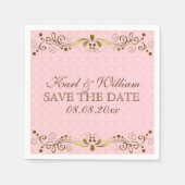 Rosa Damaskus und goldene Spitze Serviette (Vorderseite)