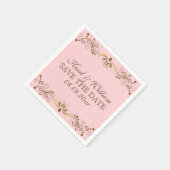 Rosa Damaskus und goldene Spitze Serviette (Ecke)