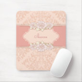 Rosa Damast Blumenmauspad Mousepad (Mit Mouse)