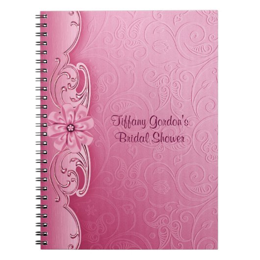 Rosa Damast-Brautparty-Notizbuch Notizblock (Vorderseite)