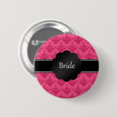 Rosa Damast der Brautgeschenke Button (Vorne & Hinten)