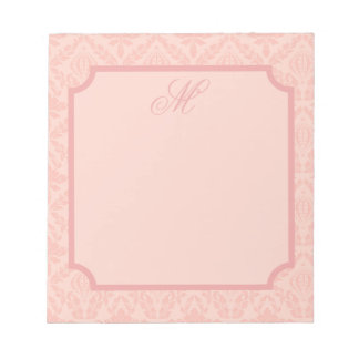 Rosa Damast Elegant Blumen Klassisch Vintage Notizblock