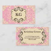 Rosa Damast-Girly Visitenkarte-Rosa-Spitze Visitenkarte (Vorne/Hinten)