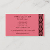 Rosa Damast-Innenarchitektur-Visitenkarte Visitenkarte (Rückseite)