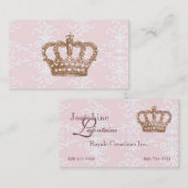 Rosa Damast-Kronen-Visitenkarte Visitenkarte (Vorne/Hinten)