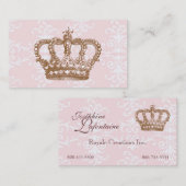 Rosa Damast-Kronen-Visitenkarte Visitenkarte (Vorne/Hinten)
