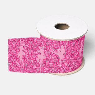 Rosa Damast mit Ballerinas Grosser Swimmingpool vo Ripsband