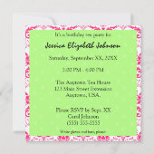 Rosa Damast mit grüner Einladung (Rückseite)