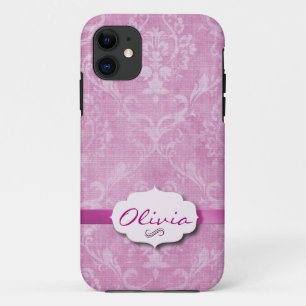 Rosa Damast mit Namensschild Case-Mate iPhone Hülle